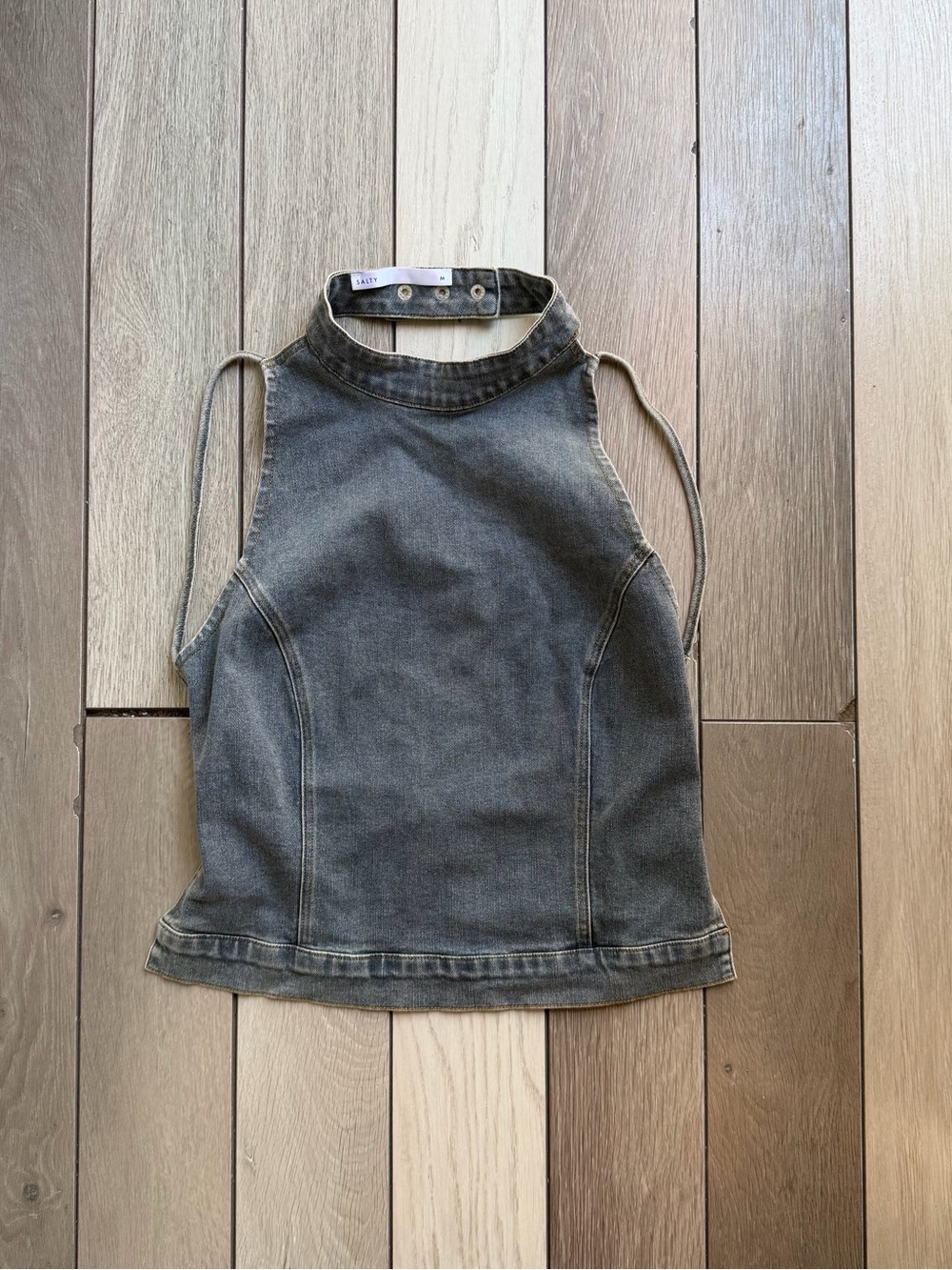 SALTY halter neck denim top